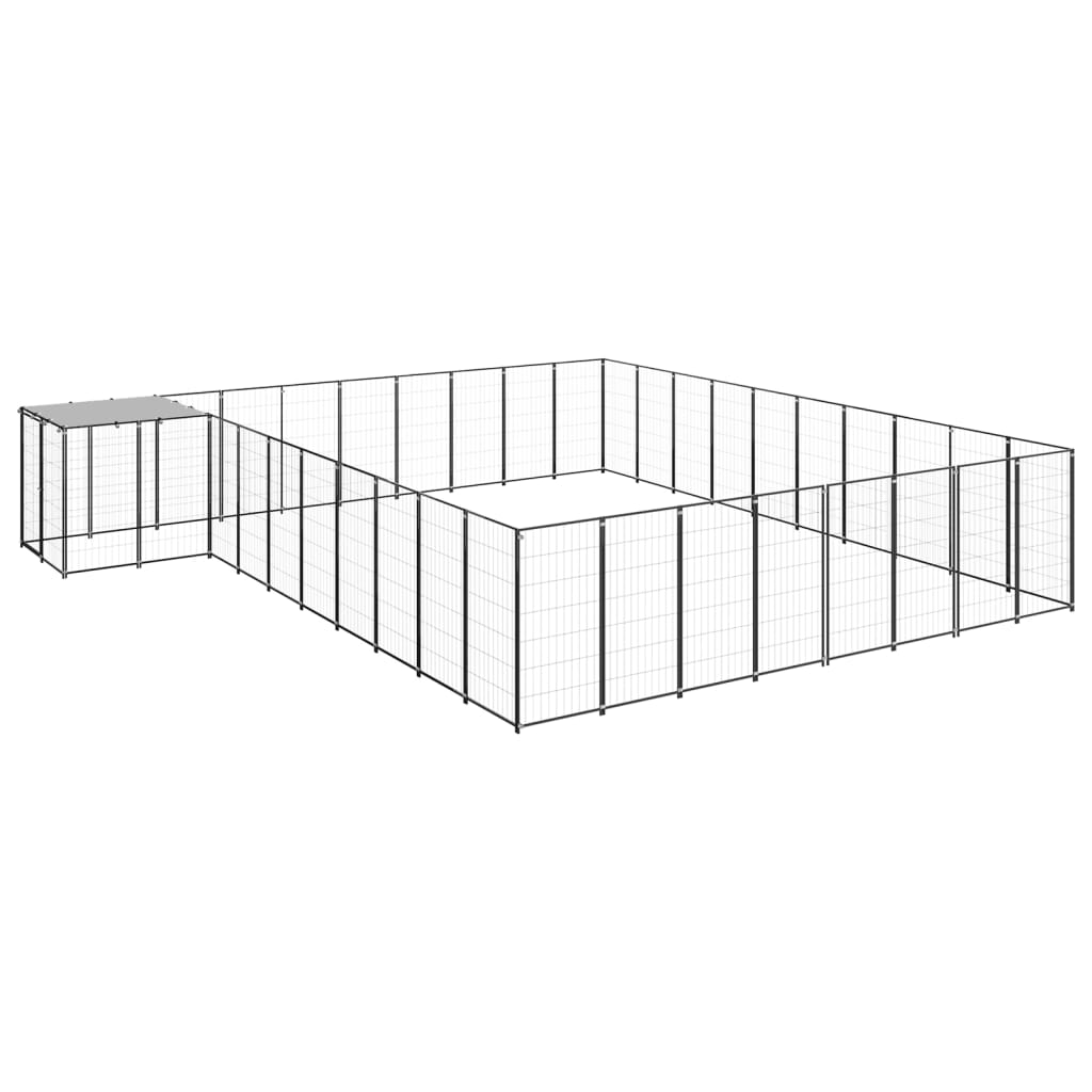 Vidaxl Dog Kennel 25,41 m² en acier noir