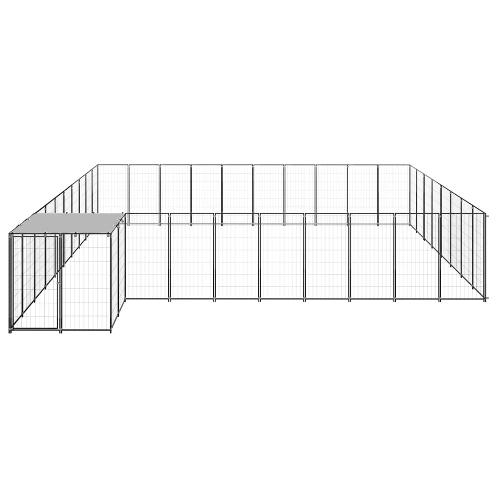 Vidaxl Dog Kennel 25,41 m² en acier noir