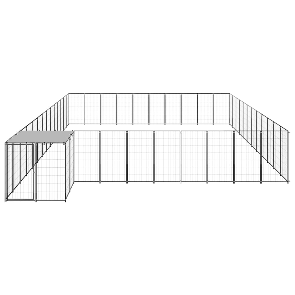 Vidaxl Chenil 37,51 m² en acier noir