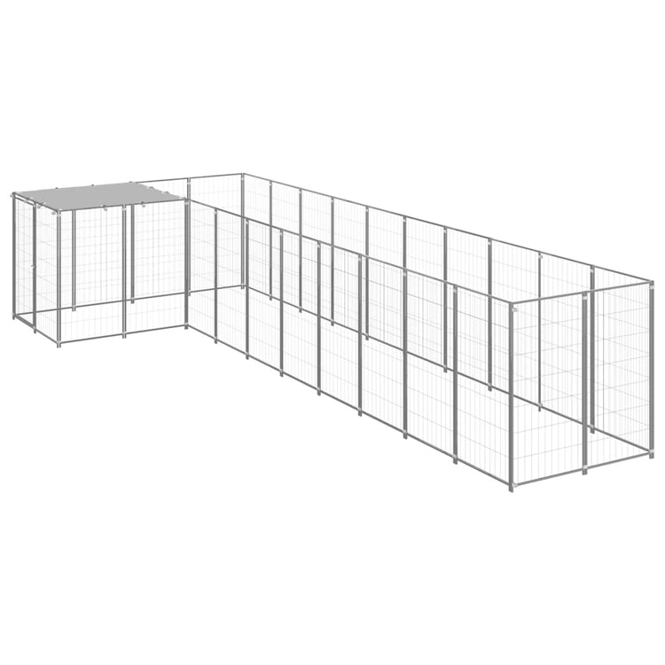 Vidaxl chien Kennel 7,26 m² en acier argenté couleur
