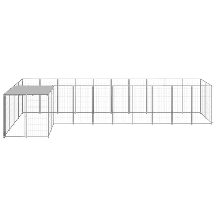 Vidaxl chien Kennel 7,26 m² en acier argenté couleur