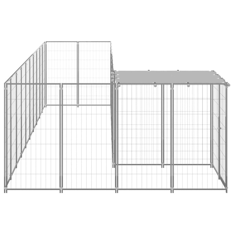 Vidaxl chien Kennel 7,26 m² en acier argenté couleur