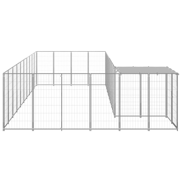 Vidaxl Dog Kennel 19,36 m² en acier argenté couleur