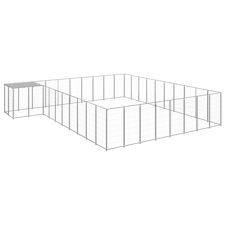Vidaxl Dog Kennel 25,41 m² en acier argenté couleur