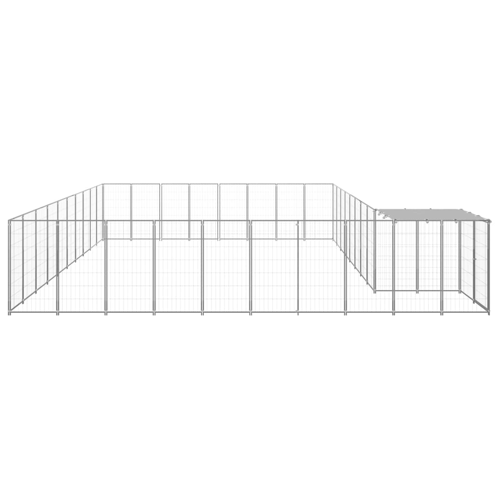 Vidaxl Dog Kennel 25,41 m² en acier argenté couleur