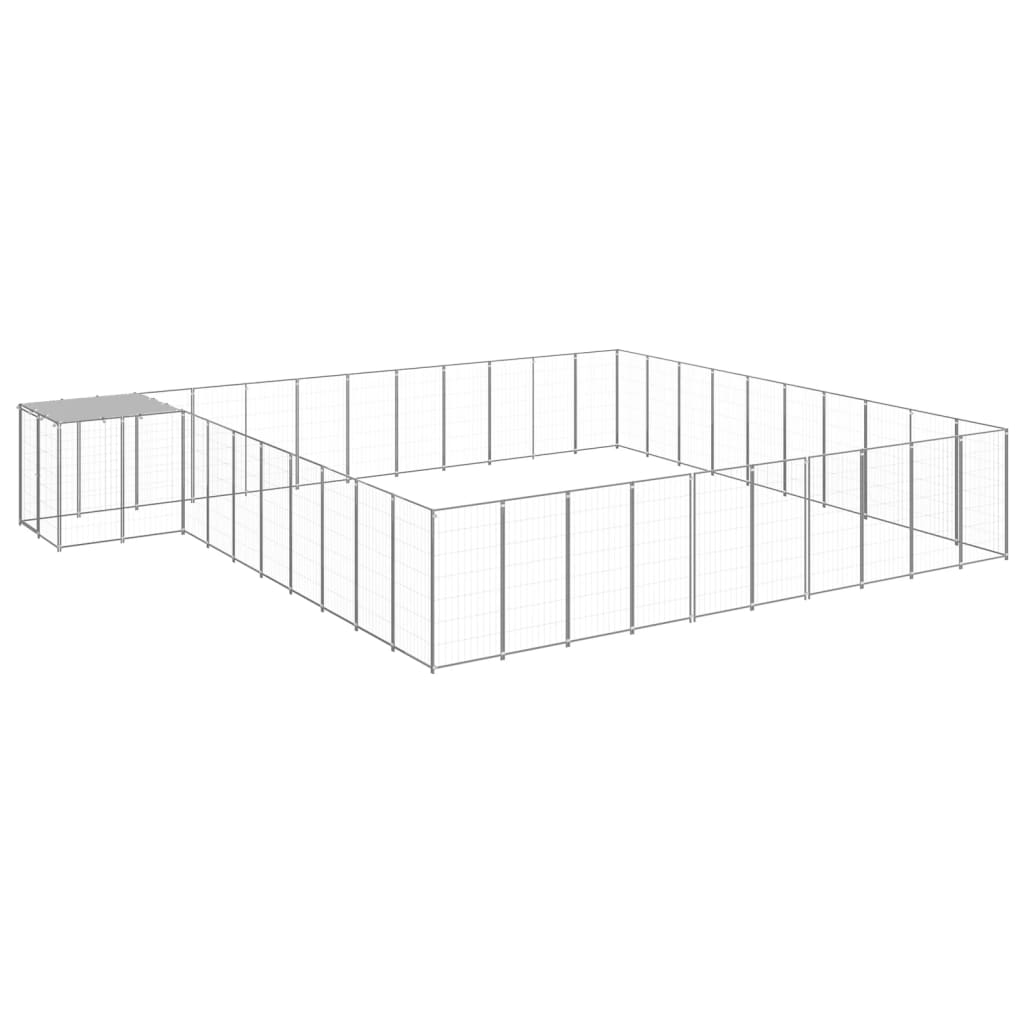 Vidaxl Dog Kennel 31,46 m² en acier argenté couleur
