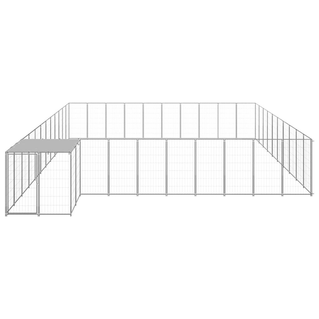 Vidaxl Dog Kennel 31,46 m² en acier argenté couleur