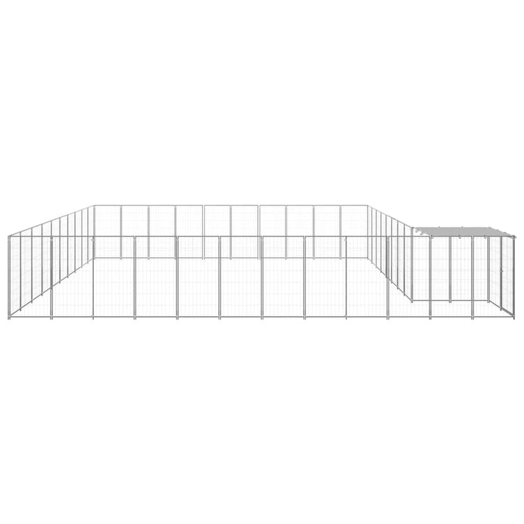 Vidaxl Dog Kennel 31,46 m² en acier argenté couleur