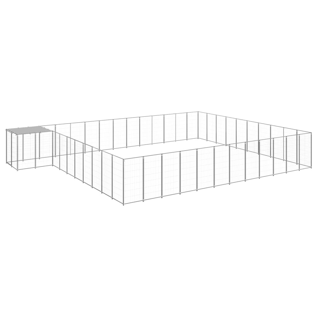 Vidaxl Dog Kennel 37,51 m² en acier en argent coloré