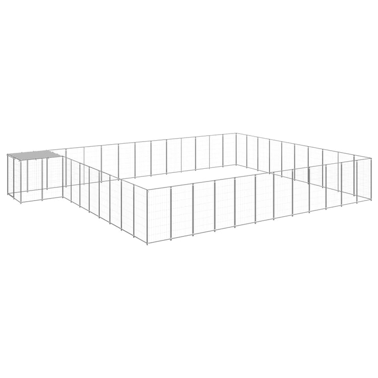Vidaxl Dog Kennel 37,51 m² en acier en argent coloré