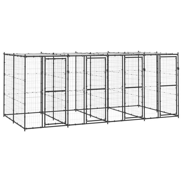Vidaxl Chienne de chien avec toit 9,68 m² en acier