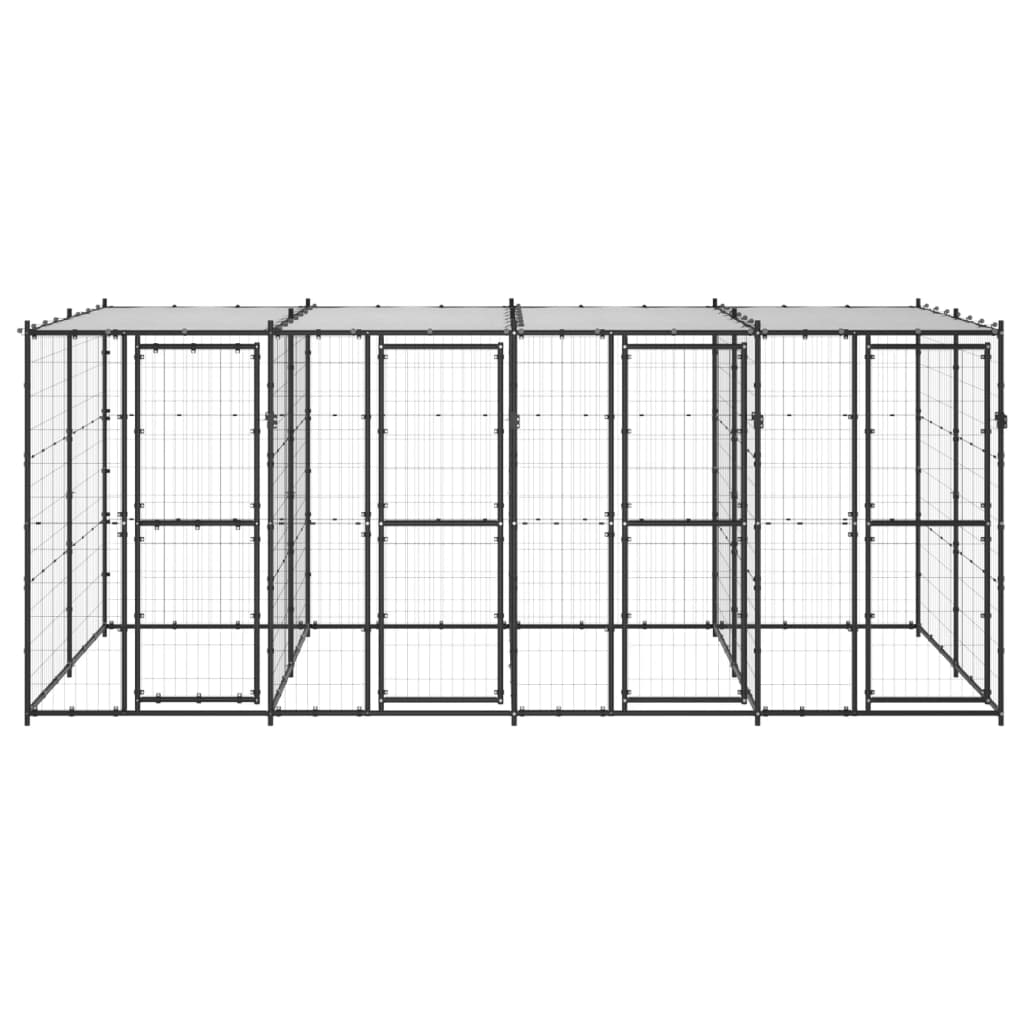 Vidaxl Chienne de chien avec toit 9,68 m² en acier
