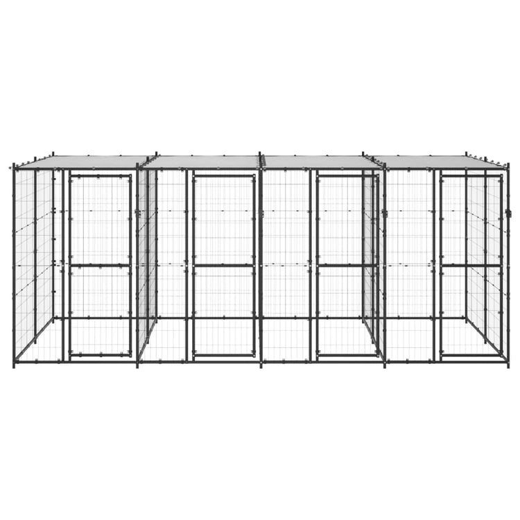 Vidaxl Chienne de chien avec toit 9,68 m² en acier