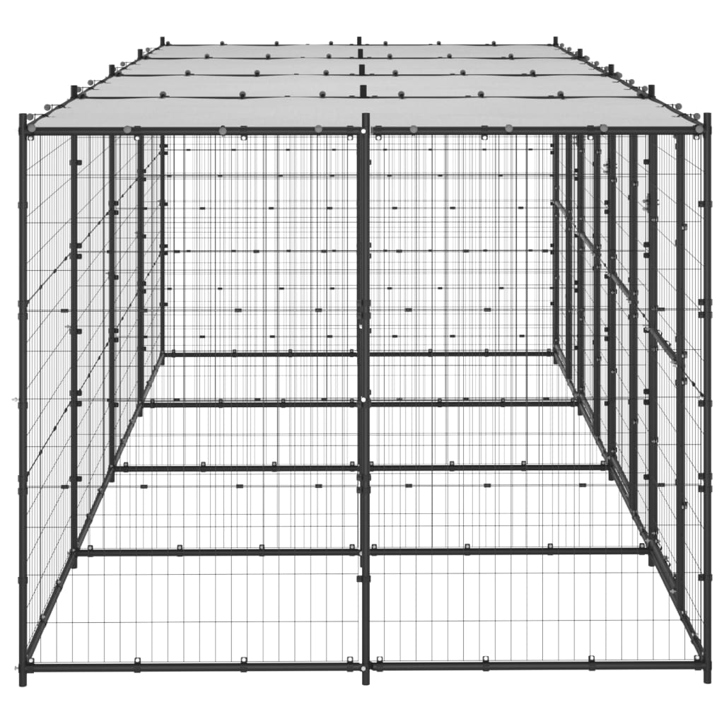 Vidaxl Chienne de chien avec toit 9,68 m² en acier
