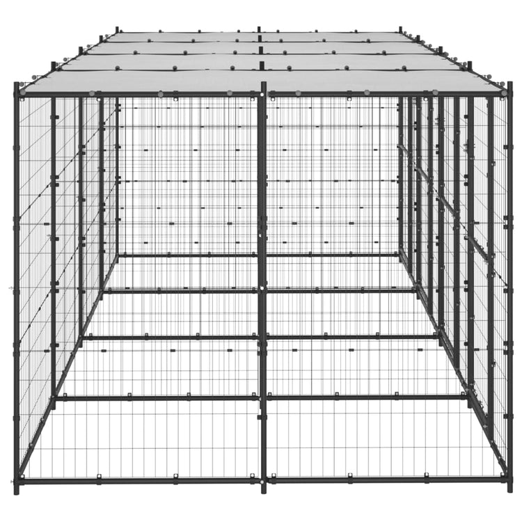 Vidaxl Chienne de chien avec toit 9,68 m² en acier