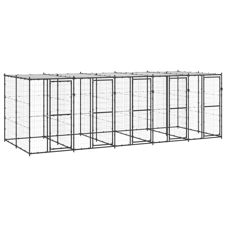 Vidaxl Chien Kennel avec toit 12,1 m² en acier