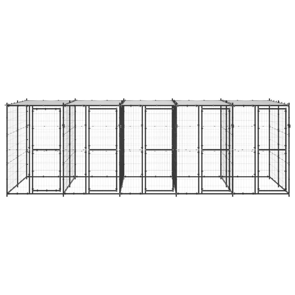Vidaxl Chien Kennel avec toit 12,1 m² en acier