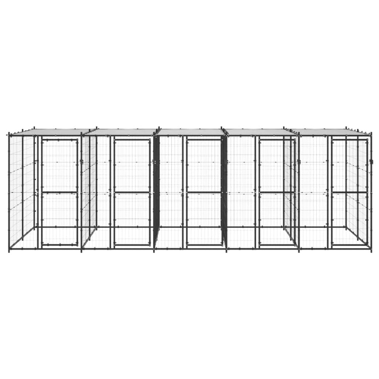 Vidaxl Chien Kennel avec toit 12,1 m² en acier