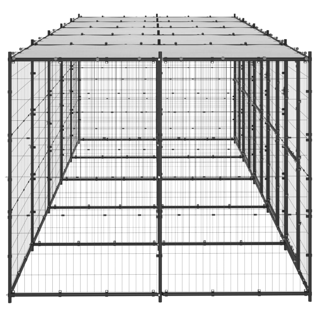 Vidaxl Chien Kennel avec toit 12,1 m² en acier