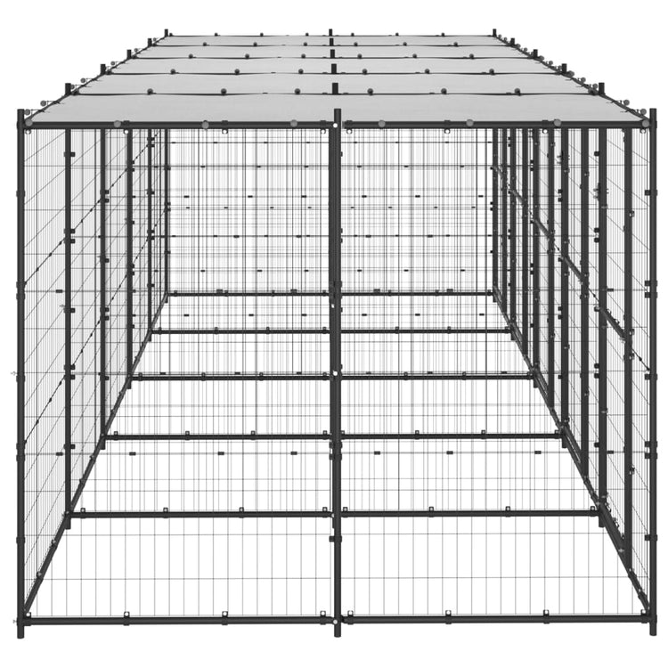 Vidaxl Chien Kennel avec toit 12,1 m² en acier
