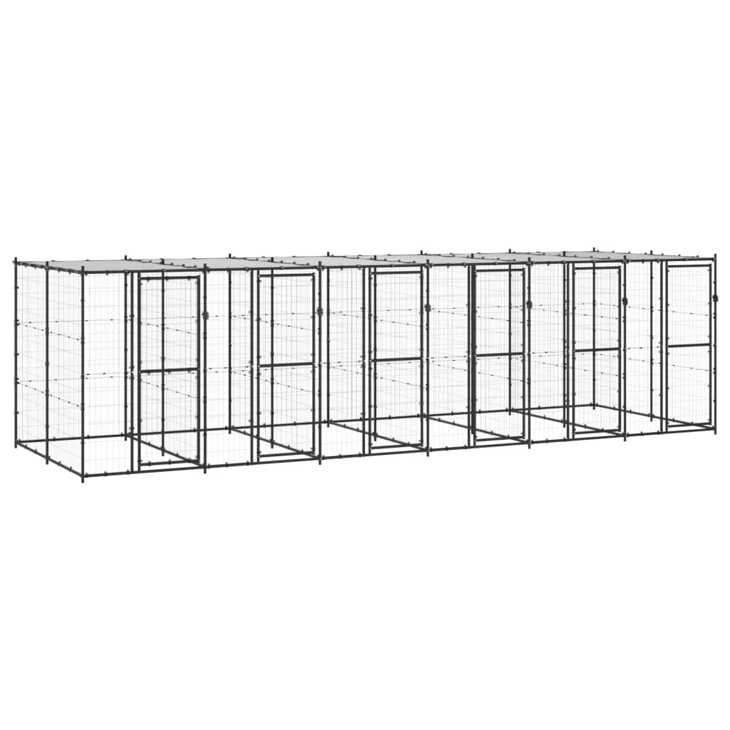 Vidaxl Chienne de chien avec toit 14,52 m² en acier
