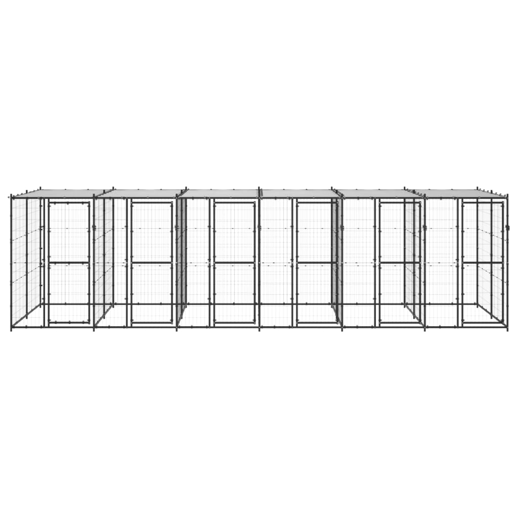 Vidaxl Chienne de chien avec toit 14,52 m² en acier