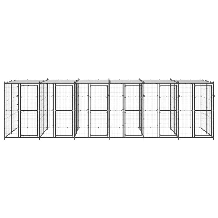 Vidaxl Chienne de chien avec toit 14,52 m² en acier