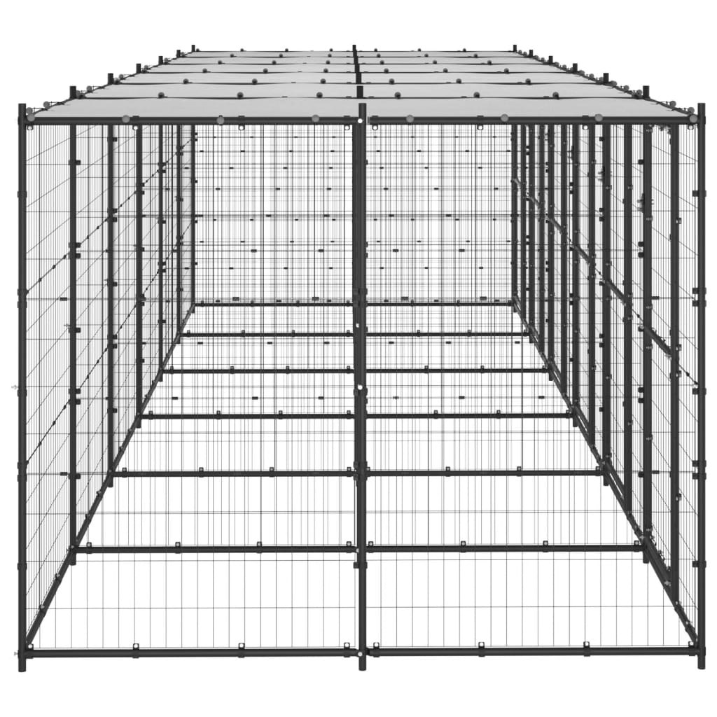 Vidaxl Chienne de chien avec toit 14,52 m² en acier