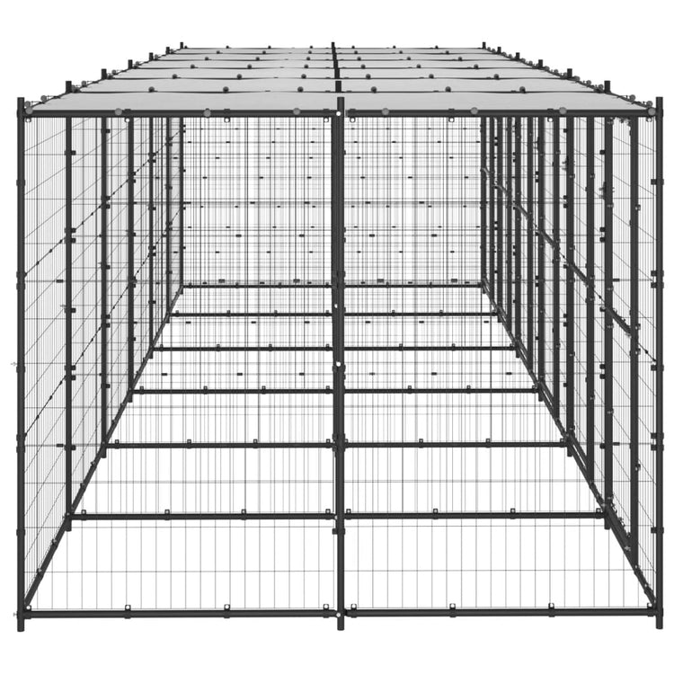 Vidaxl Chienne de chien avec toit 14,52 m² en acier