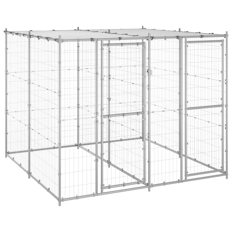 Vidaxl Chienne de chien avec toit 4,84 m² acier galvanisé