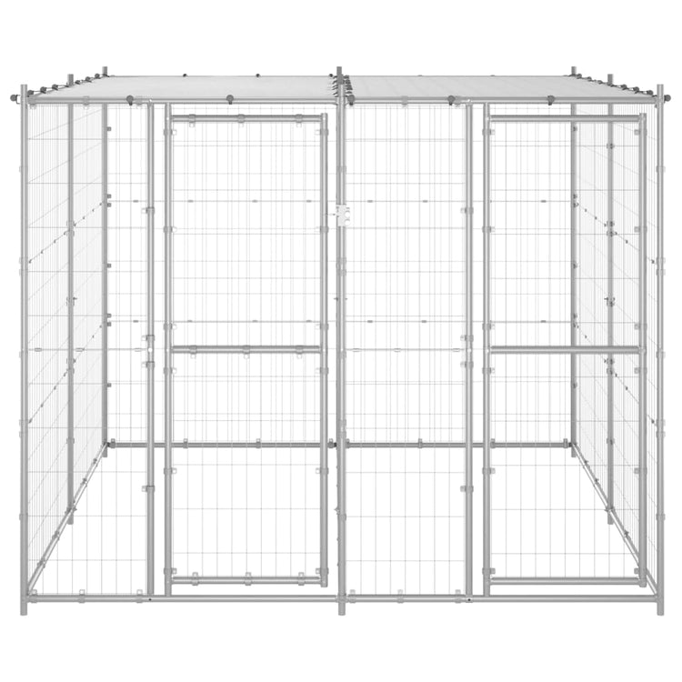 Vidaxl Chienne de chien avec toit 4,84 m² acier galvanisé