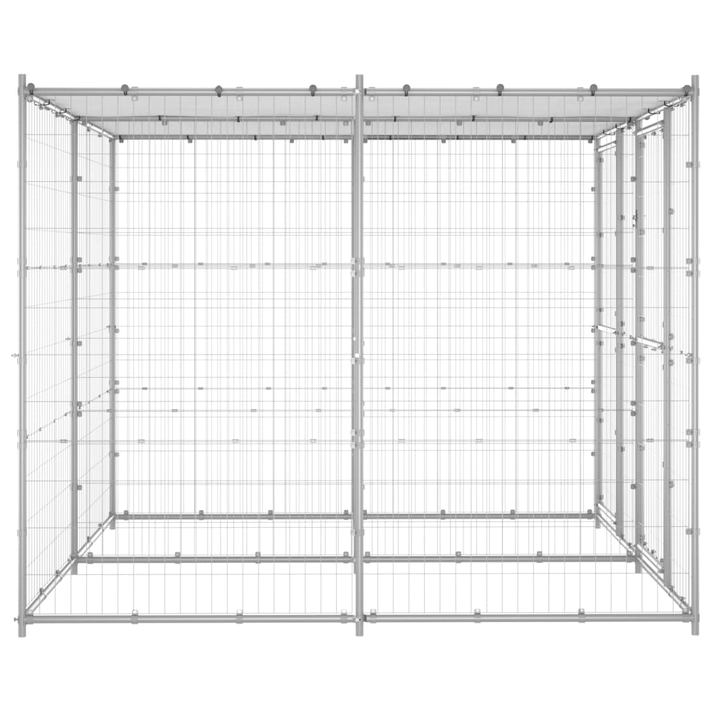 Vidaxl Chienne de chien avec toit 4,84 m² acier galvanisé