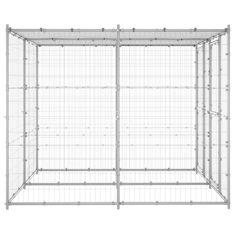 Vidaxl Chienne de chien avec toit 4,84 m² acier galvanisé