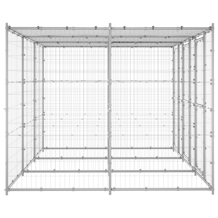 Vidaxl Chien Kennel avec toit de 7,26 m² en acier galvanisé