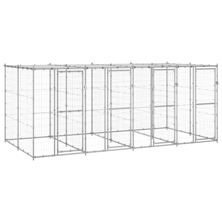 Vidaxl Chienne de chien avec toit 9,68 m² acier galvanisé