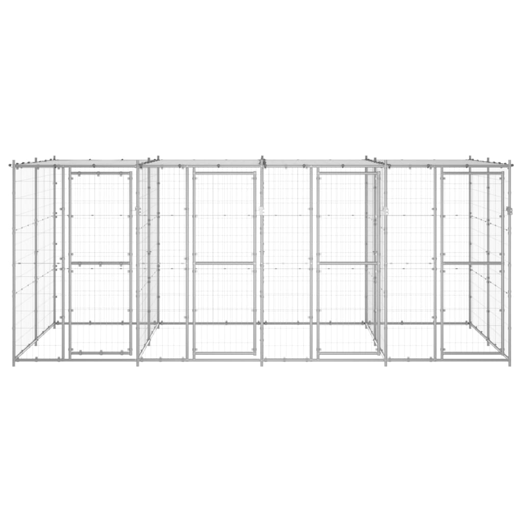 Vidaxl Chienne de chien avec toit 9,68 m² acier galvanisé