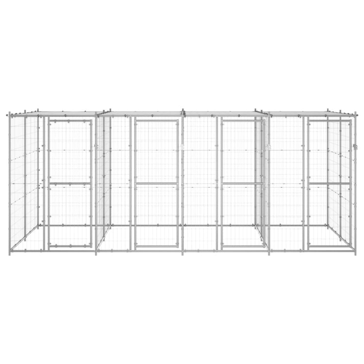 Vidaxl Chienne de chien avec toit 9,68 m² acier galvanisé