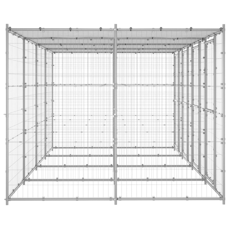 Vidaxl Chienne de chien avec toit 9,68 m² acier galvanisé