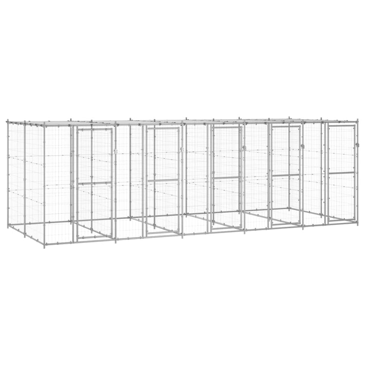 Vidaxl Chienne de chien avec toit 12,1 m² acier galvanisé