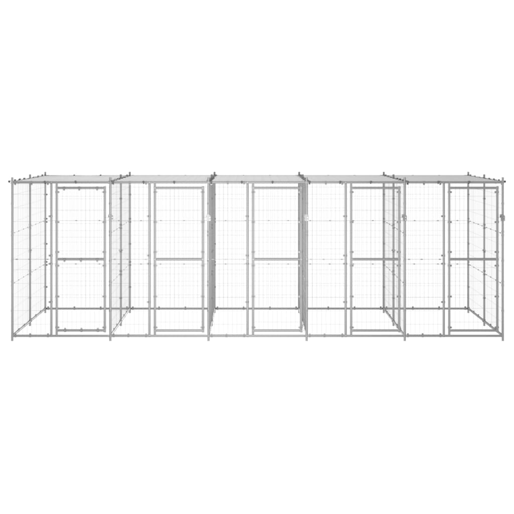 Vidaxl Chienne de chien avec toit 12,1 m² acier galvanisé