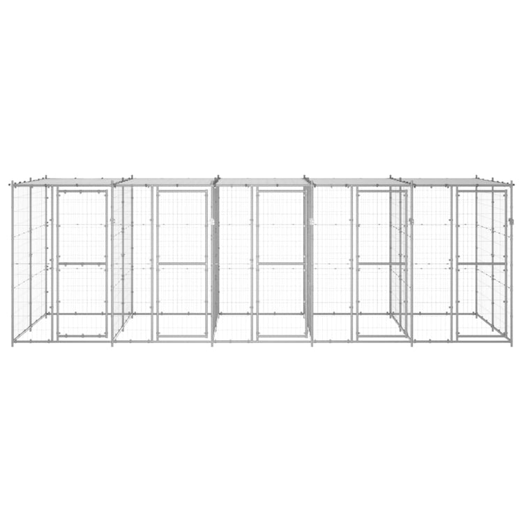 Vidaxl Chienne de chien avec toit 12,1 m² acier galvanisé