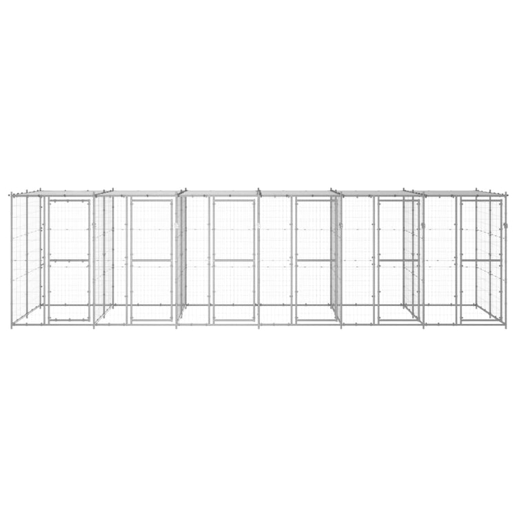 Vidaxl Chienne de chien avec toit 14,52 m² acier galvanisé
