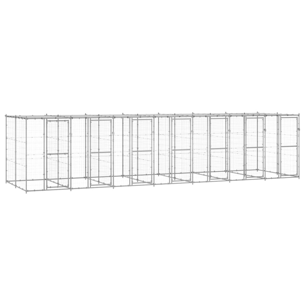 Vidaxl Chienne de chien avec toit 16,94 m² acier galvanisé