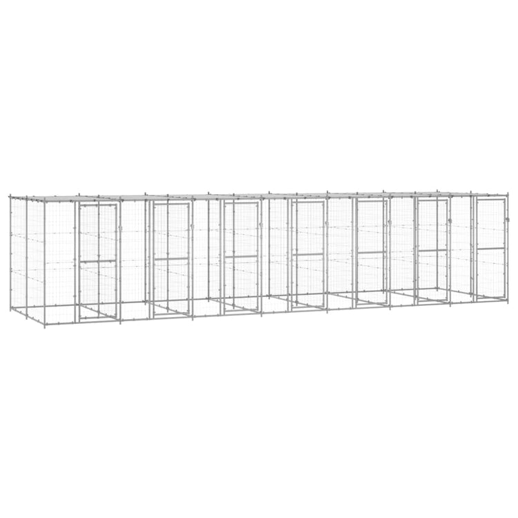 Vidaxl Chienne de chien avec toit 16,94 m² acier galvanisé