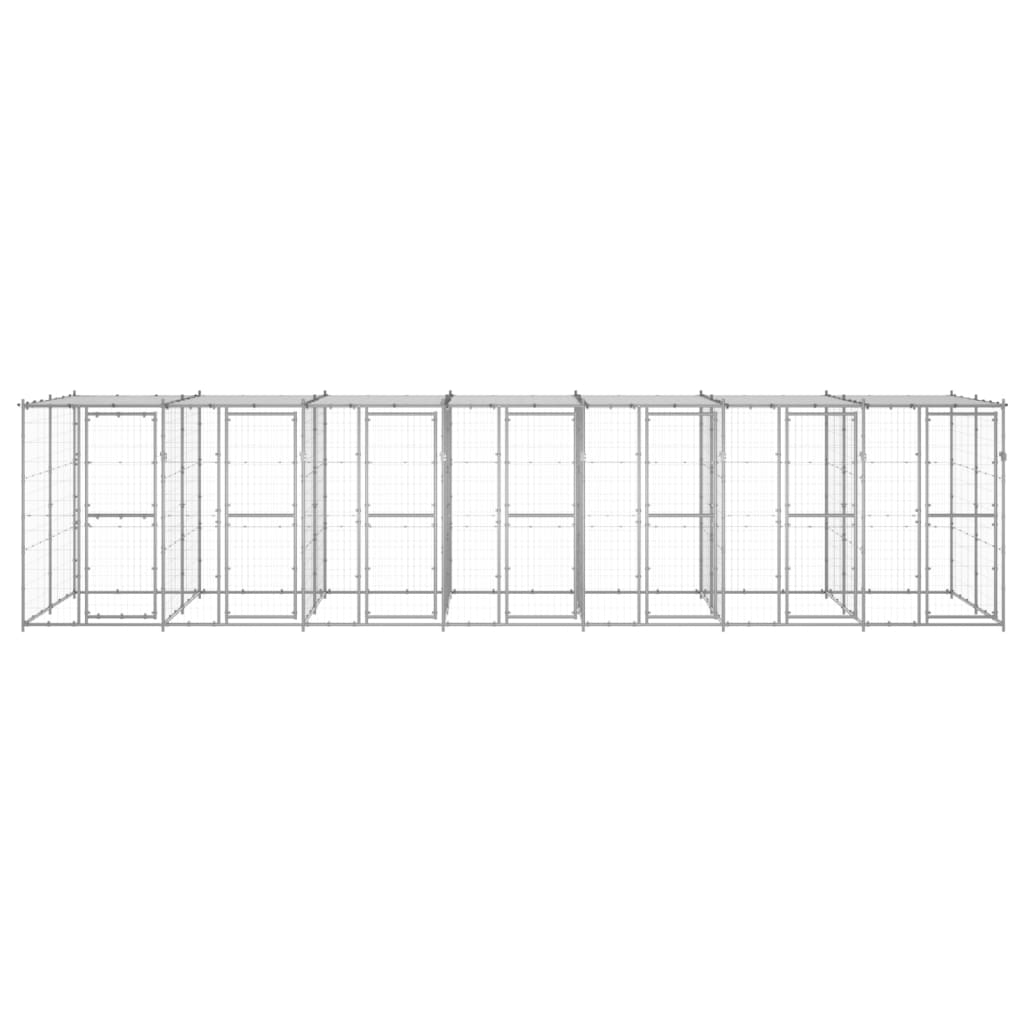 Vidaxl Chienne de chien avec toit 16,94 m² acier galvanisé