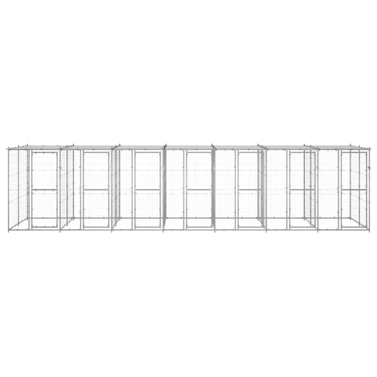 Vidaxl Chienne de chien avec toit 16,94 m² acier galvanisé