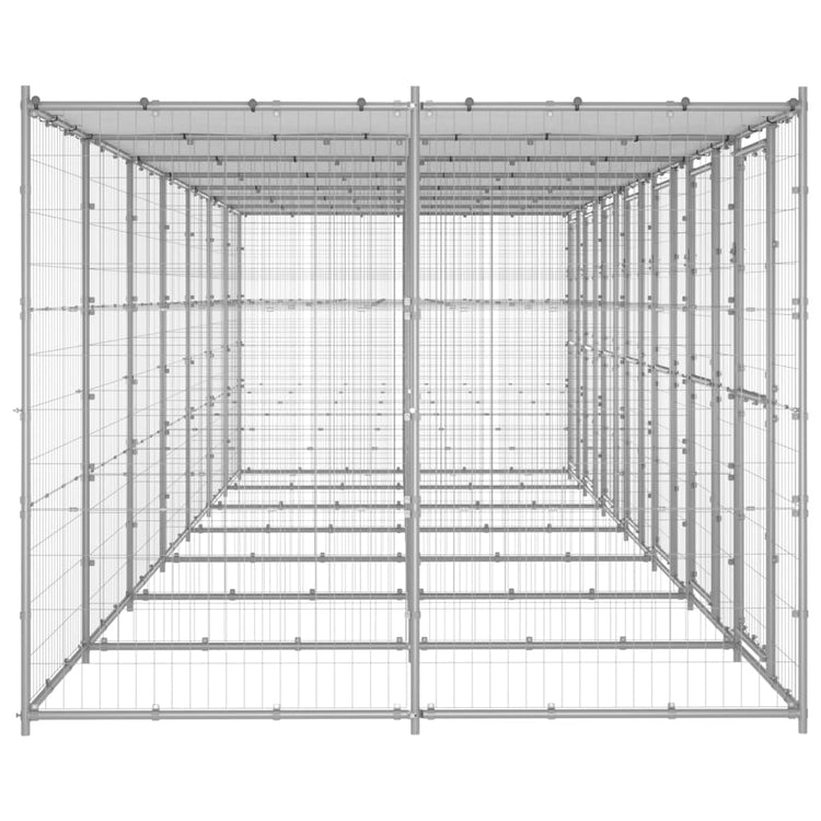 Vidaxl Chienne de chien avec toit 16,94 m² acier galvanisé
