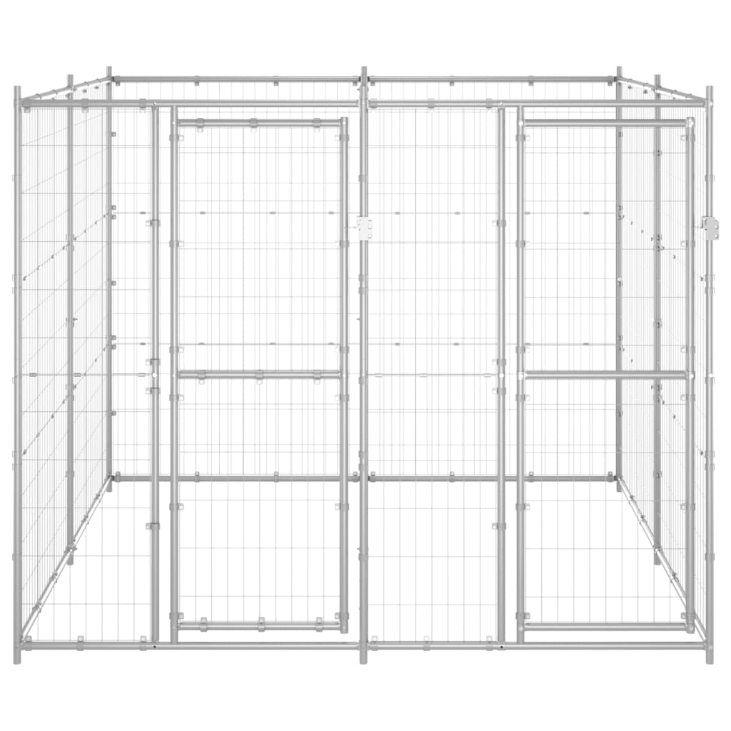 Vidaxl chien Kennel 4,84 m² acier galvanisé
