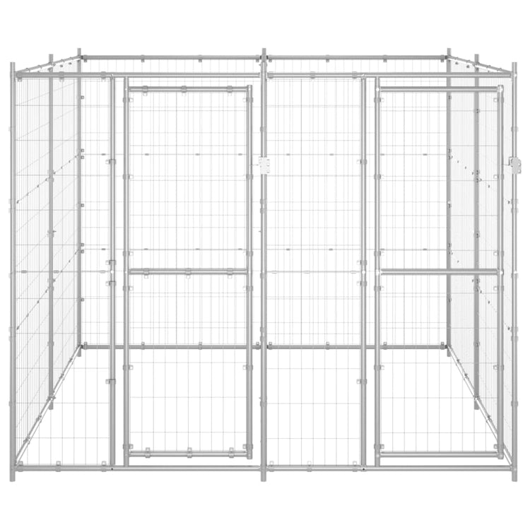 Vidaxl chien Kennel 4,84 m² acier galvanisé