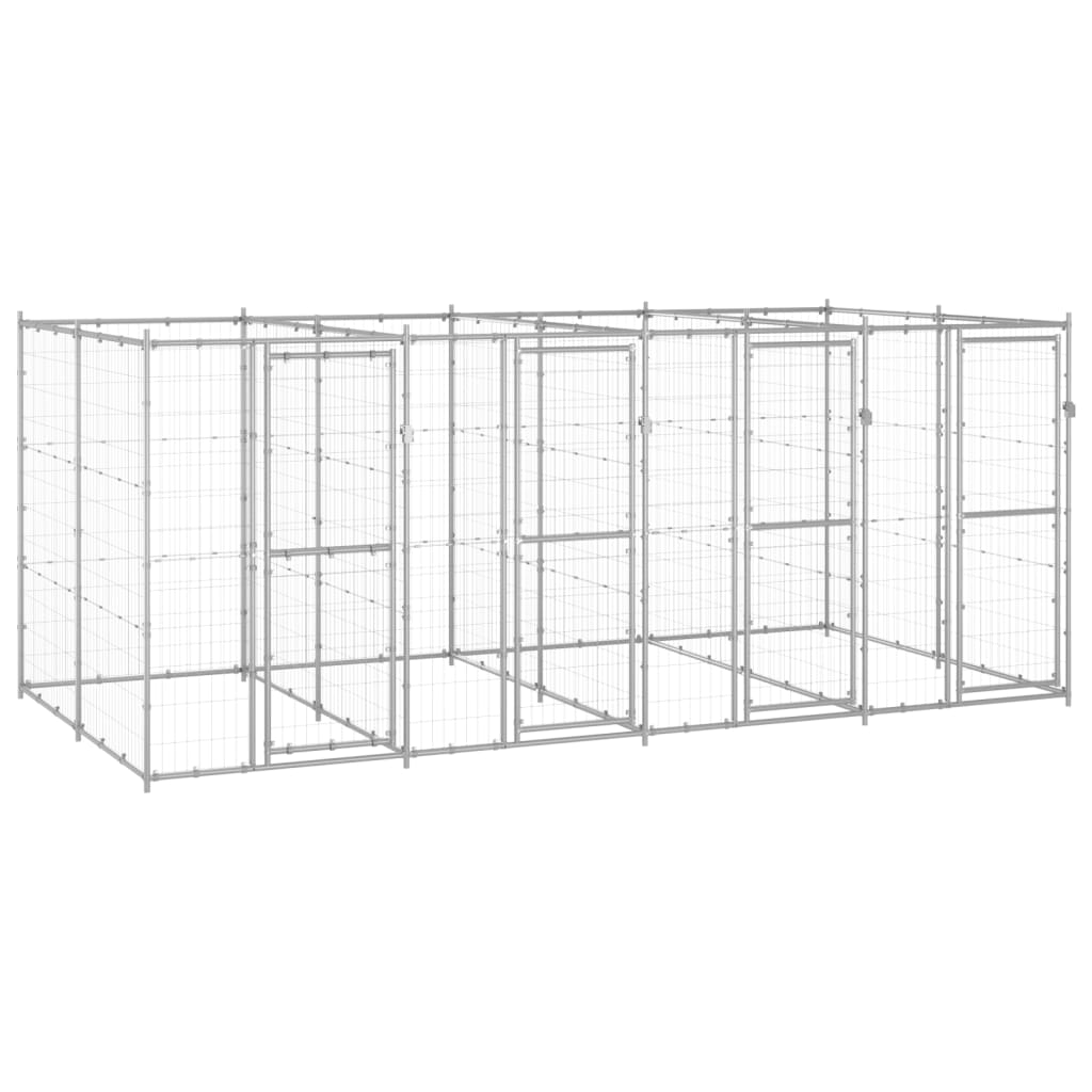 Vidaxl Dog Kennel 9,68 m² acier galvanisé